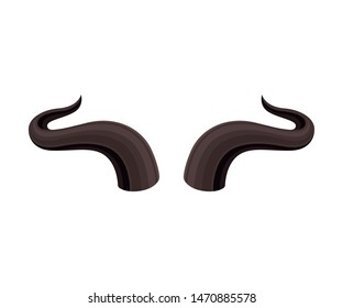 Pair of mountain goat horns. Vector illustration on white background.