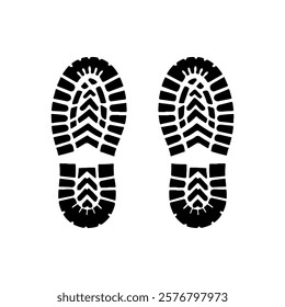 Pair of muddy boot prints icon silhouette vector illustration design on white background.