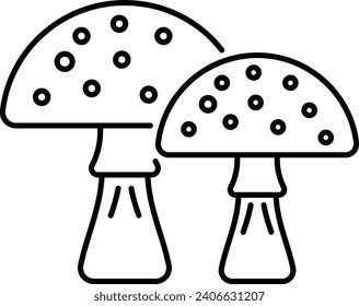 Pair of Mushrooms Concept, Thanksgiving Day Food Vector line icon Design, Harvest festival Symbol, Secular holiday Sign, Religious and cultural traditions Stock Illustration