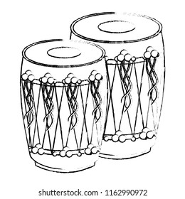 pair musical instrument punjabi drum dhol indian traditional vector illustration