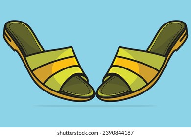 Pair Of New Arrival Women Evening Event Slipper vector illustration. Beauty fashion objects icon concept. Fashion slipper shoes pair models in modern style vector design.