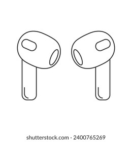 Pair of new wireless earbud headphones flat vector line icon for apps and websites