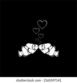 The Pair of The Ocellaris Clownfish (family Pomacentridae) Silhouette for Logo or Graphic Design Element. Vector Illustration 