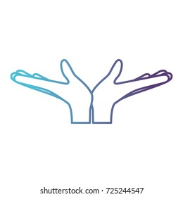 pair open hands gesture on gradient color silhouette from blue to purple vector illustration
