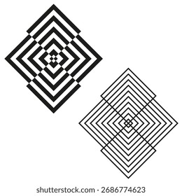 Par de cuadrados ópticos. Formas geométricas Abstractas. Elemento de forma dinámica. Vector twist ilustración. EPS 10.
