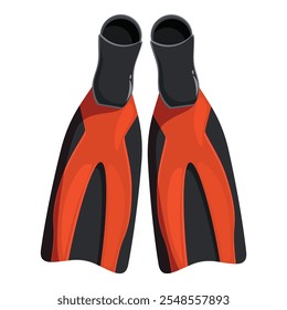 Pair of orange and black diving fins, essential equipment for scuba diving and snorkeling adventures, enhancing underwater propulsion