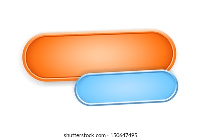The pair of orange and blue oval buttons with subtle shadow / The pair of oval buttons / The button