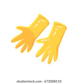 Pair of orange garden rubber gloves cartoon vector Illustration