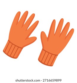 Par de guantes naranjas de otoño caliente de color plano Ilustración vectorial diseño de Plantilla