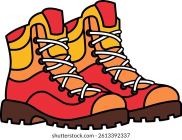 a pair of orange hiking boots