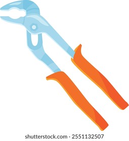 A pair of orange pliers with a silver handle