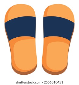 Pair of orange slippers with blue strap, providing comfort and relaxation for home use