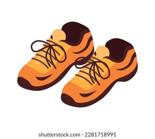 Paar der orangefarbenen Trainer isometrische Vektorgrafik