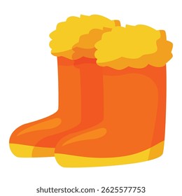 Pair of orange winter boots keeping your feet warm and cozy
