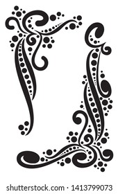 A pair of ornamental, floral corners. Vector illustration for your design or tattoo