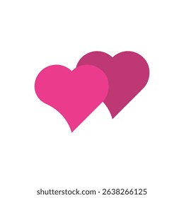 pair of overlapping pink hearts symbolizing a romantic match. Ideal for dating apps, love quizzes, couple content, or Valentine's graphics. Editable EPS file.