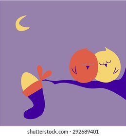 Pair of Owls Waiting for Christmas - Egg Left in Their Stocking - Greeting Card