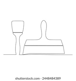 A pair of paint brush Illustration. Design of tools for Industrial concept vector. single line continuous drawing. 