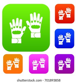 Pair of paintball gloves set icon in different colors isolated vector illustration. Premium collection