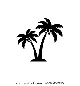 Pair of Palm Trees with Coconuts Tropical Nature Landscape Outdoors
