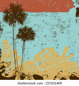 Pair of Palm Trees. A pair of palm trees over an abstract background.