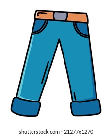 Paar der Hose farbige Doodle Illustration Vektorbild. Einzeln auf weißem Hintergrund. Handgezeichnet, Comic, Umriss.
