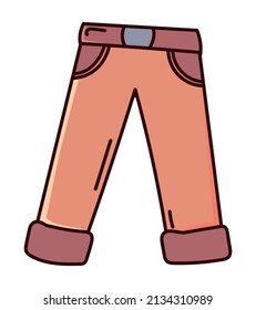 Pair of pants icon Colored Doodle Vector Illustration. Isolated on a white background. Element for label, packaging, book, merchandise, website, logo, print.