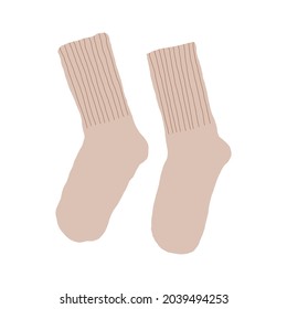 Pair of pastel socks. Autumn foot accessories. Simple hand drawn illustration
