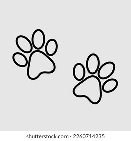 Pair of paw prints icon trendy style illustration on gray background 