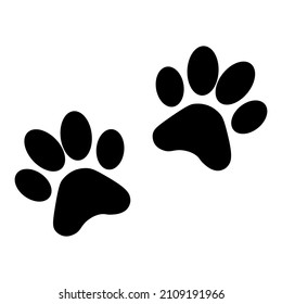 Pair of paw prints icon vector Illustration. Black on White background.