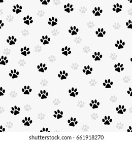 Pair of paw prints seamless pattern. Vector illustration