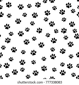 Pair of paw prints seamless pattern. Vector illustration
