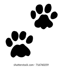 A pair of paw prints, vector graphic on isolated background. Elements for various composition.