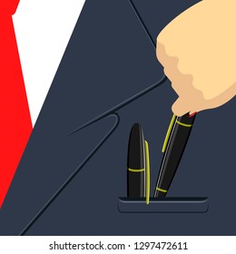 Pair of pens in a pocket. Vector illustration design