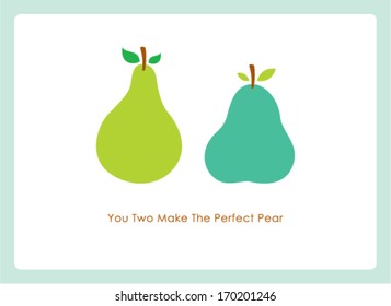 a pair of perfect pear wedding greeting card