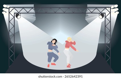 Dança de performance de par no palco. vetor