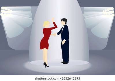 Pair performance dance on stage. vector
