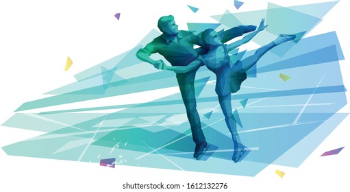 Pair Performing Ice Dance At The Skating Rink