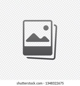Pair photos, image files, album of pictures, simple icon. On grid background