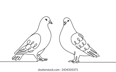 A pair of pigeons. A pair of pigeons. A bird of the pigeon family, medium in size, with dense plumage. Vector illustration. Images produced without the use of any form of AI software at any stage.