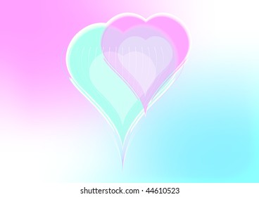 Pair of pink and blue hearts