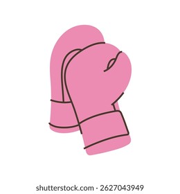 Pair of pink boxing gloves for training and fitness. Minimalist clip art