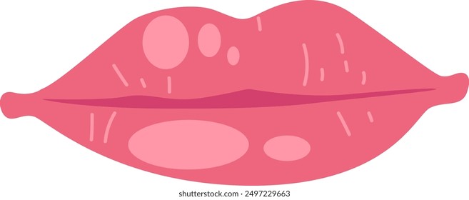 Ein Paar rosafarbene Lippen mit Linien und Kreisen