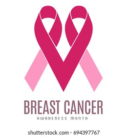 Pair of pink ribbons, Breast cancer campaign, Vector illustration