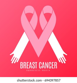 Pair of pink ribbons, Breast cancer campaign, Vector illustration