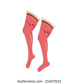a pair of pink sensual socks on a white background