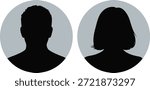A pair of plain default avatar silhouettes for male and female individuals, suitable for web profiles and user interfaces.