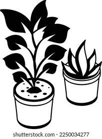 Pair of Plants in Clay Pot isometric Concept, natural indoor decor  Vector Icon Design, Interior design Symbol, Home Office decoration Sign, Residential and Commercial Decor Element stock illustration