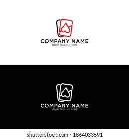 A pair of playing card icons. Minimal poker vector or blackjack symbol or logo element in thin line style	