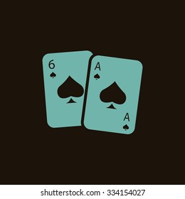 Pair playing cards icon